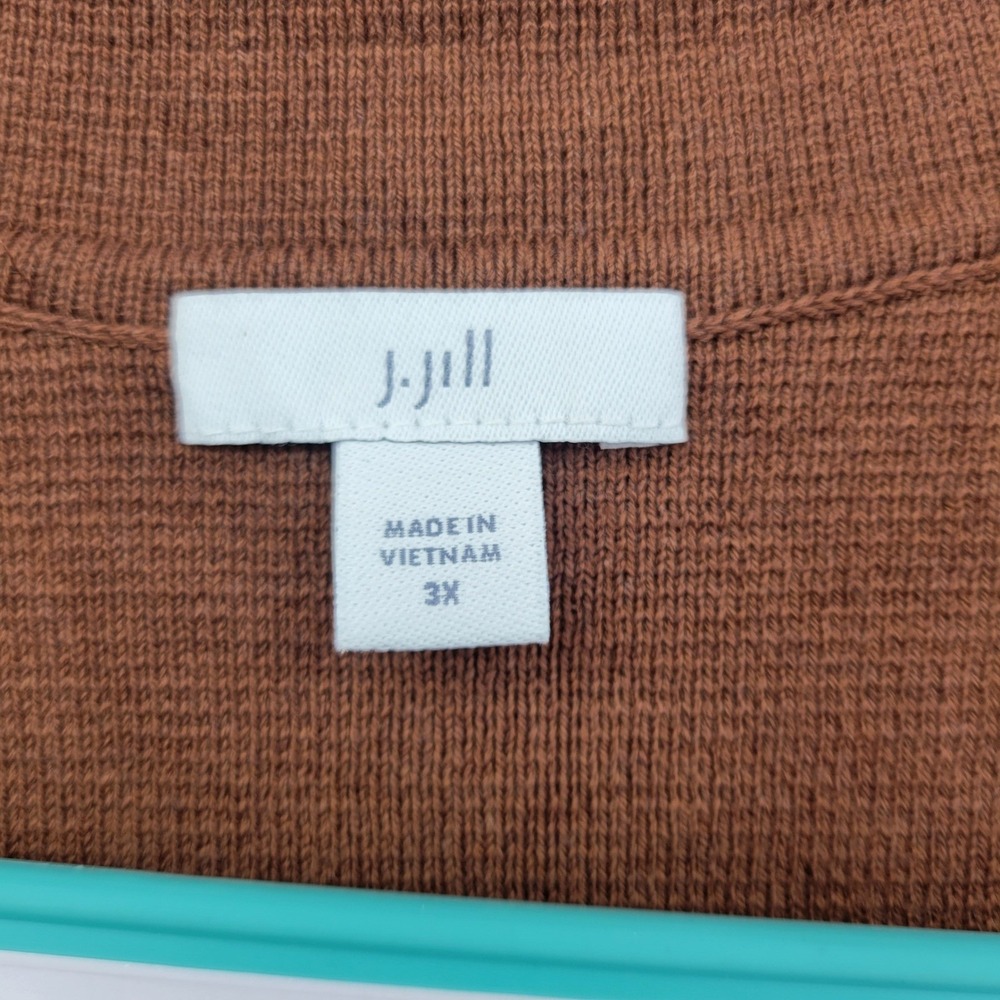 J Jill Cardigan Sweater Size 3X Double-Knit Nutmeg Brown Button Front Academia - Picture 3 of 14